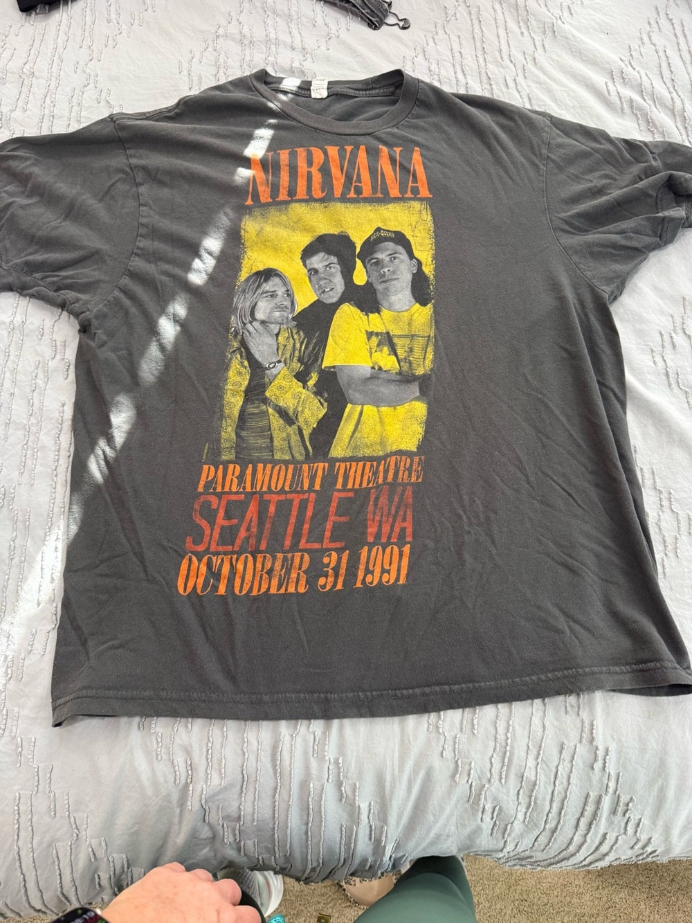 Tultex Black T-Shirt with Yellow & Orange Nirvana Print